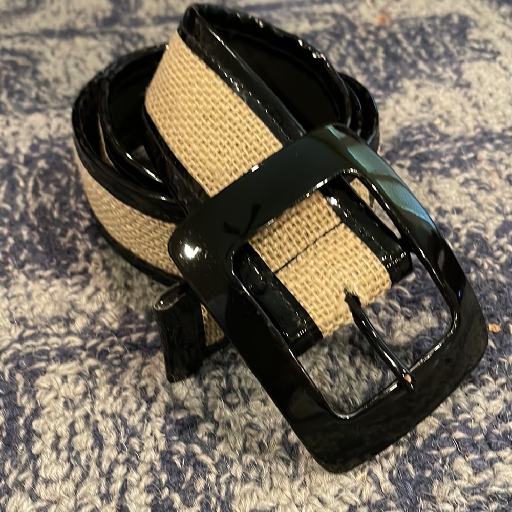 Banana Republic Patent Leather Jute Belt small